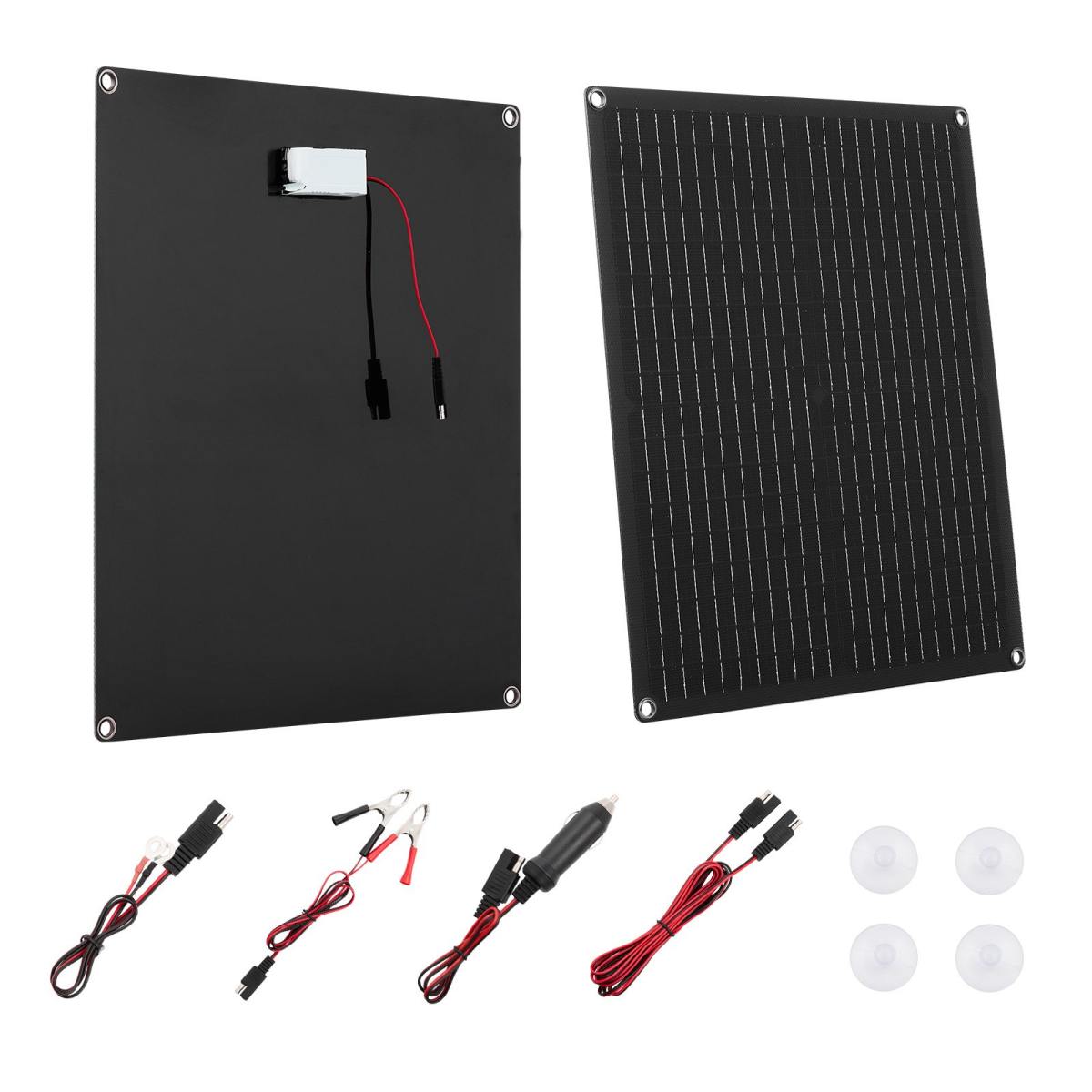30 W 12 V Solarpanel-Batterieladegerät, Monokristallines Solarpanel-Kit Mit Integriertem Smart Controller & 3 Verbindungskabeln, Tragbar Für RV, Auto, Motorrad, Boot, Van, Camper