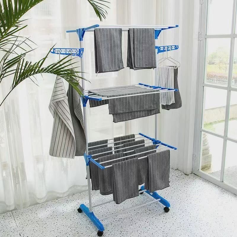 Mobile Multi-layer Folding Double-rod Clothes Hanger