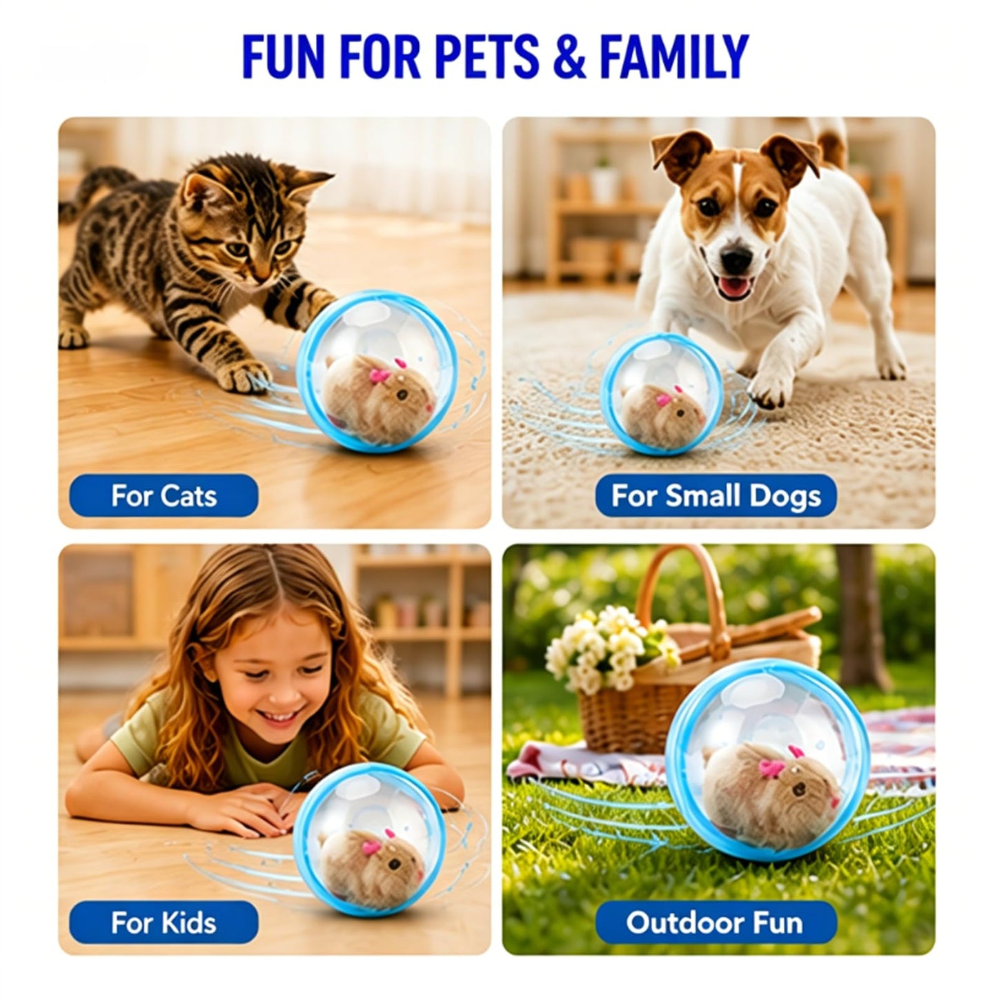 2026 New Self-Rolling Interactive Cat Ball Realistic Animal Automatic Moving Rolling Cat Ball  Rolling Spin Moving Cat Ball Indoor Interactive Pet Ball For Cats Dogs Chasing