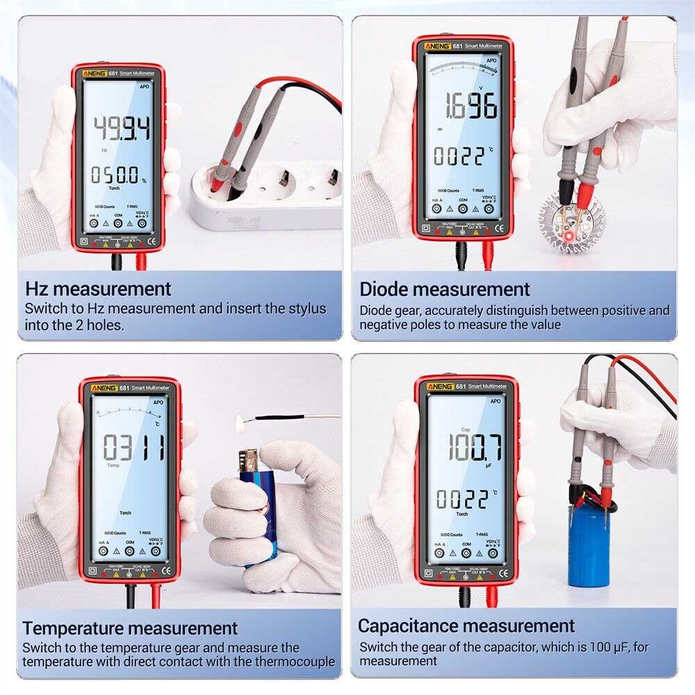 Smart LCD Digital Multimeter 6000 Counts AC DC Voltage Tester Resistance Meter