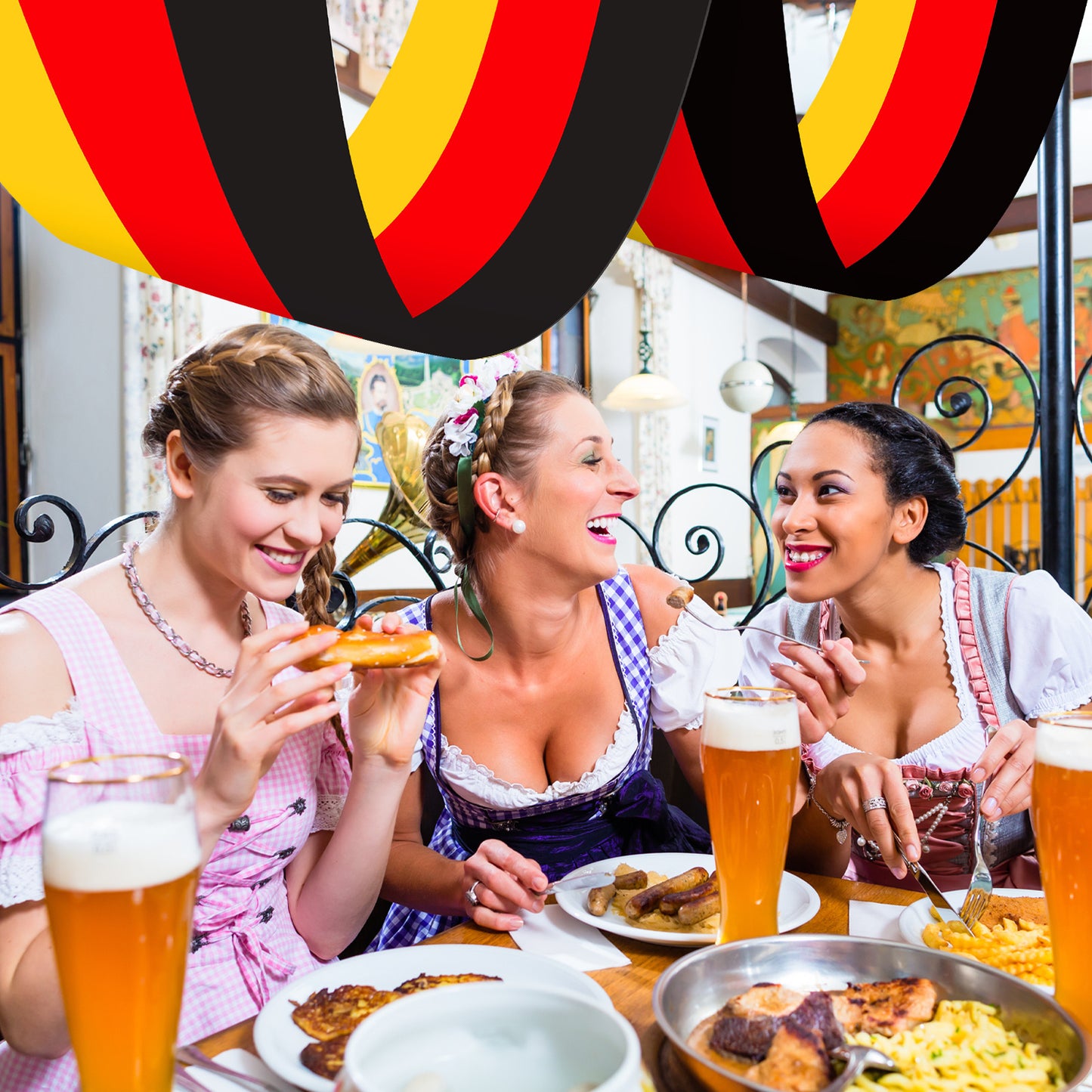 Germany Flag Banner (2-Piece Set) - Decorative Festive Decorations For Celebrations - Party Accessories Set