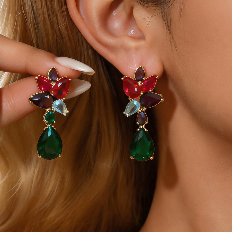 European And American Cross-Border Silver Needle Water Drop Zircon Earrings For Women, Light Luxury High-End Earrings, Exquisite And Fashionable Versatile Ear Accessories