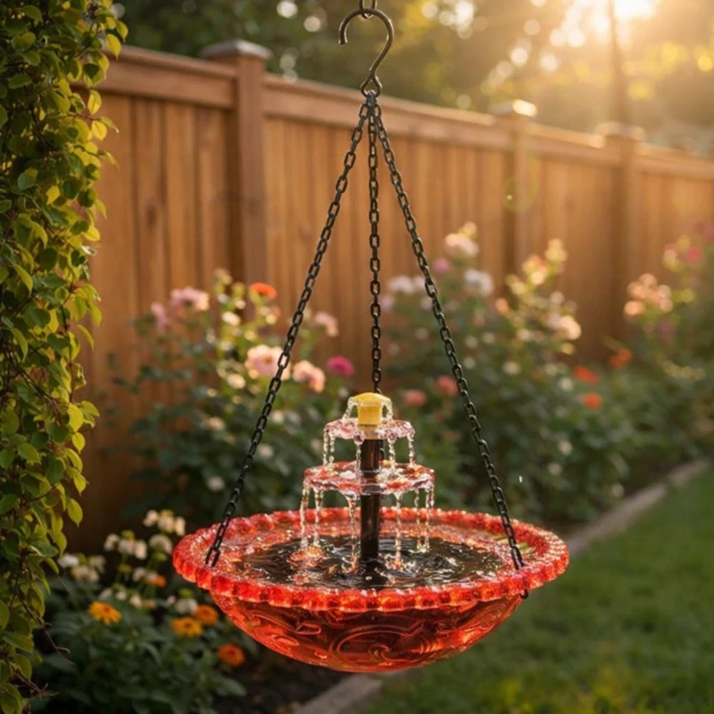 Cross-border New Product Creative Portable Solar-Powered Waterfall Bird Bath Fountain