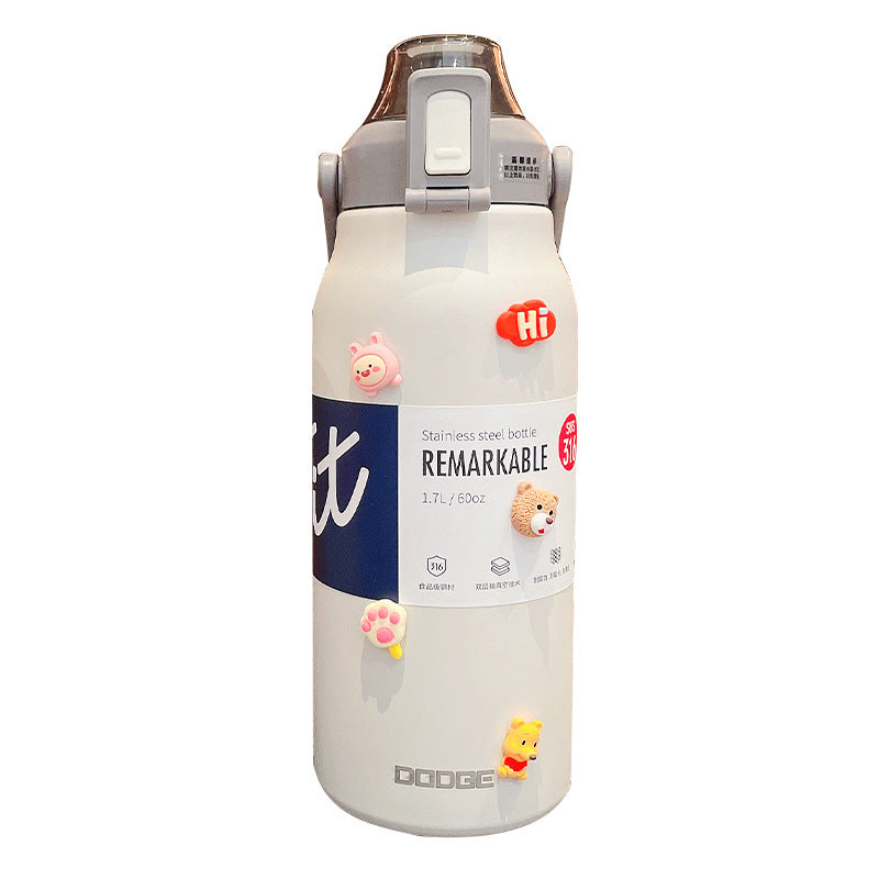 Large-Capacity Sports And Fitness Insulated Water Bottle With Straw
