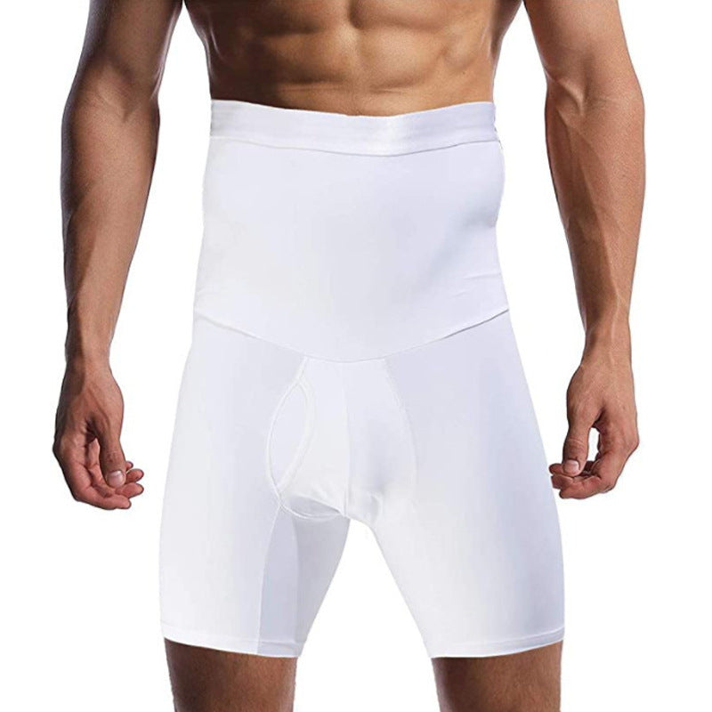 Cross Border Men's Silicone Non Slip High Waist Body Shaping Pants Boxer Briefs Tight Belly Shaping Shorts In Stock