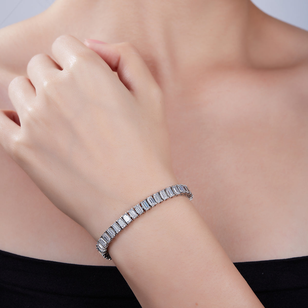 S925 Sterling Silver 5x3mm Baguette Cut Moissanite Tennis Bracelet D Color VVS1 16-18-20cm GRA Certified Platinum Plated Gift Box
