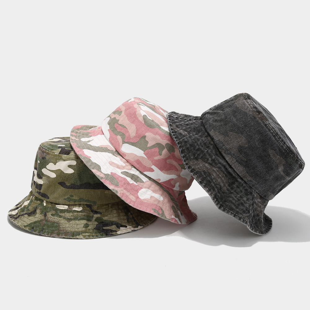 American-style Water-washed Distressed Camouflage Fisherman Hat, Retro Wide-brimmed Sun Hat, Outdoor Climbing, Fishing, Leisure Fisherman Hat