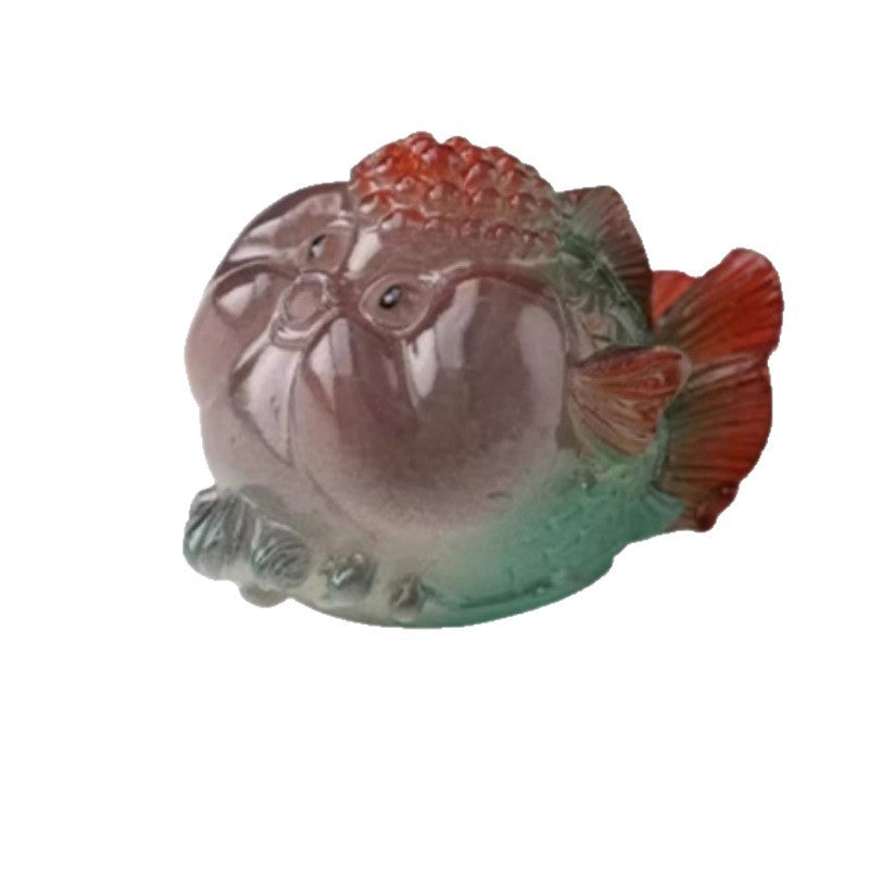 Bubble-blowing Color-changing Tea Pet Goldfish Ornament
