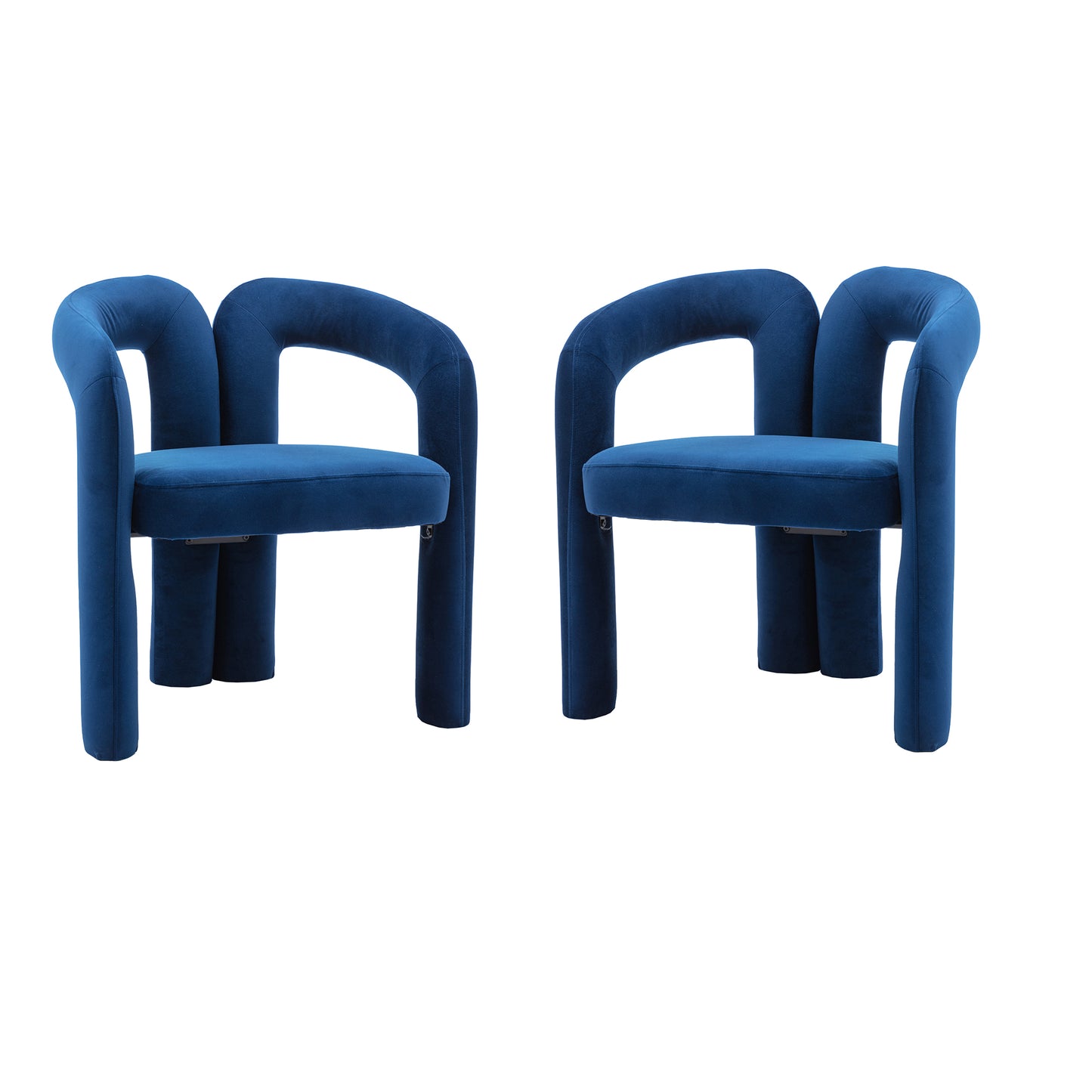 Contemporary Designed Velvet Fabric Upholstered Accent Dining Chair  Barrel Side Chairs Kitchen Armchair For Living Room Set Of 2  Navy Velvet