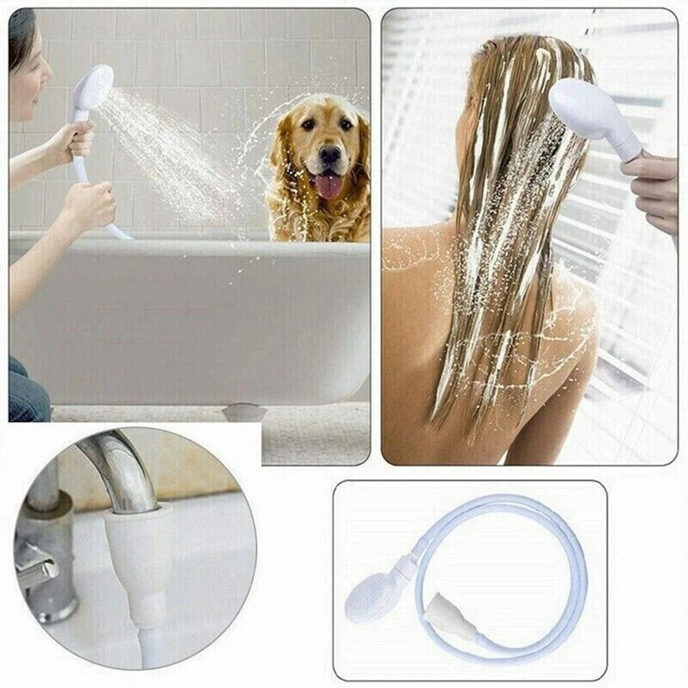 5m Push-On Spray Shower Head Bath Sink Tap Attachment Hose Soft Tube Pet Kids