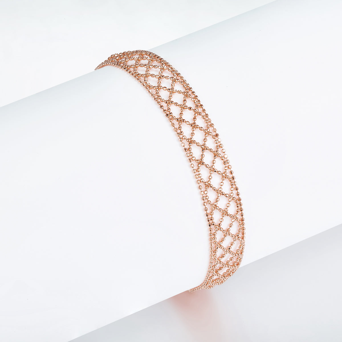 S925 Sterling Silver 10mm Wide Hollow Mesh Bracelet 18.5cm Adjustable 3.1g Platinum Gold Rose Gold Plated Gift Box