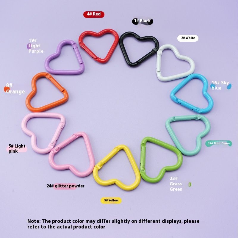 Love Heart Climbing Button Carabiner Heart-shaped Aluminum Alloy DIY Water Bottle Buckle Keychain Accessories
