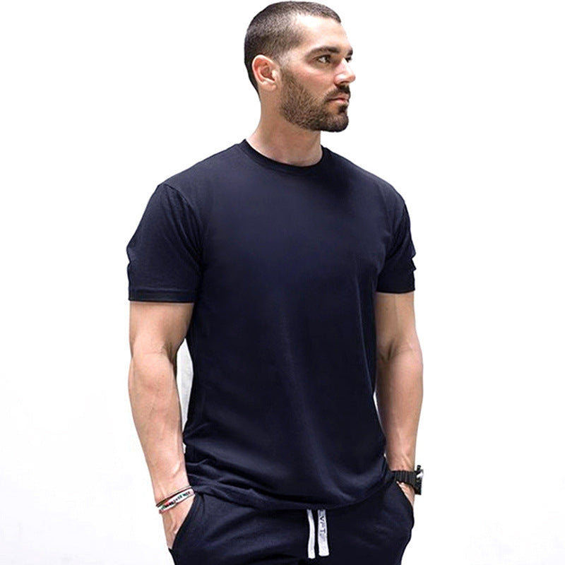 Solid Color Fitness Men's Round Neck Sports Short Sleeve