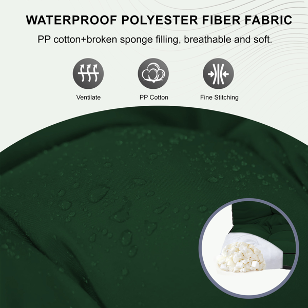 Outdoor Swing Cushions 55 Inch,Waterproof 4in Thick Porch Swing Cushion Replacement With Backrest And Ties,Comfortable 2-3 Seat Pation Swing Pad For Backyard,Garden,Lawn,Outdoor Furniture Dark Green