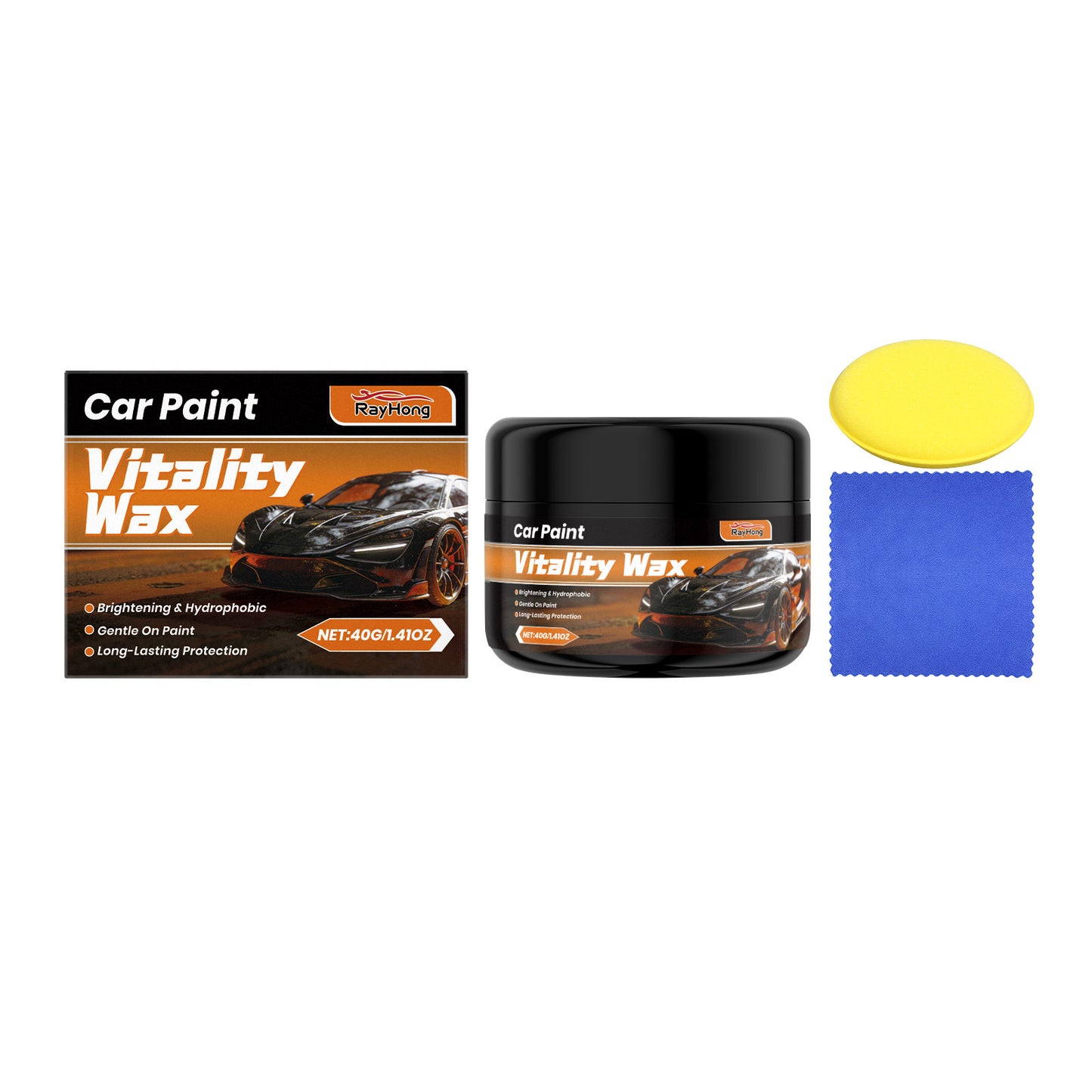 RAYHONG Car Paint Care Kit Gentle, Everyday Protection Thats Safe For Your Cars Paint, Providing Long-lasting Shine And Hydrophobic Wax
