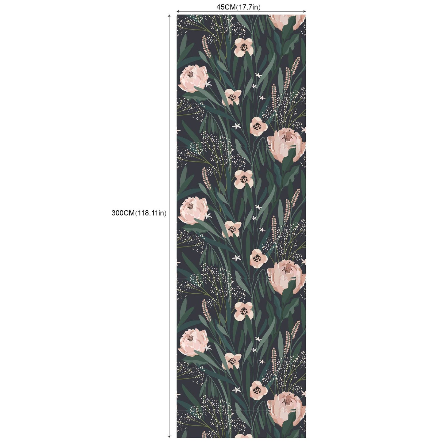 Removable Green Plants And Flowers Seamless Self-adhesive Wall Decor