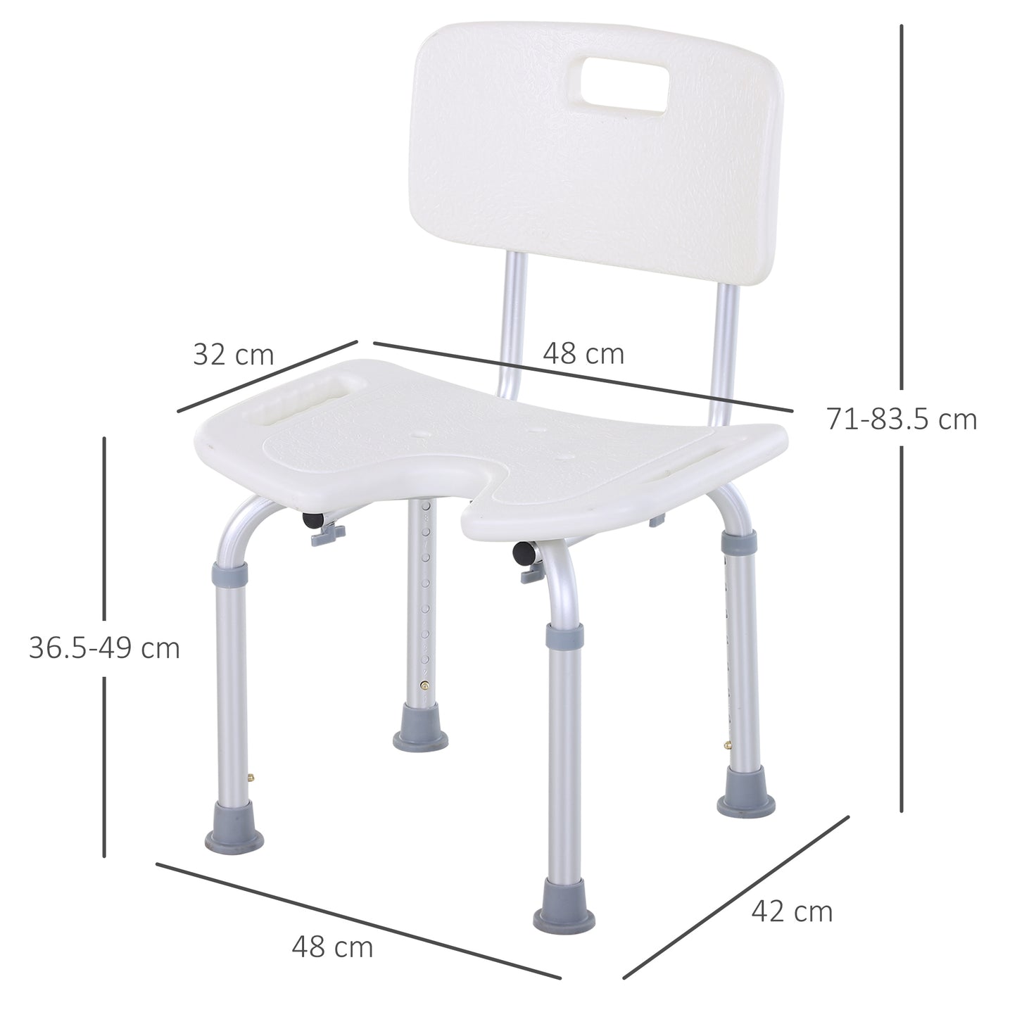 8-Level Height Adjustable Bath Stool Spa Shower Chair Aluminum W/ Non-Slip Feet, Handle For The Pregnant, Old, Injured