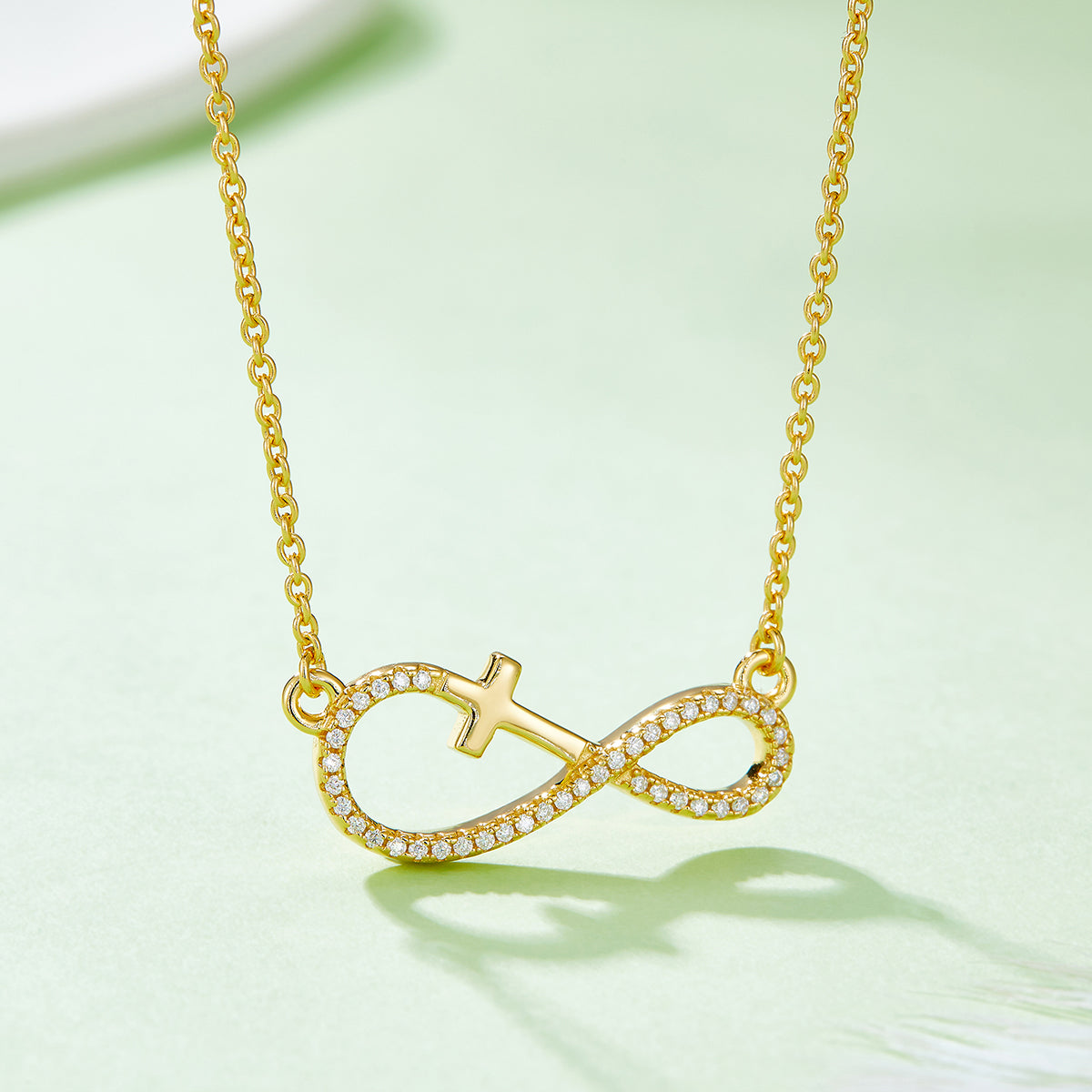 3.4g S925 Sterling Silver Moissanite Infinity Cross Necklace 45cm  41 Stone Pendant With GRA, Platinum Plated Christian Jewelry Gift Box Set For Women