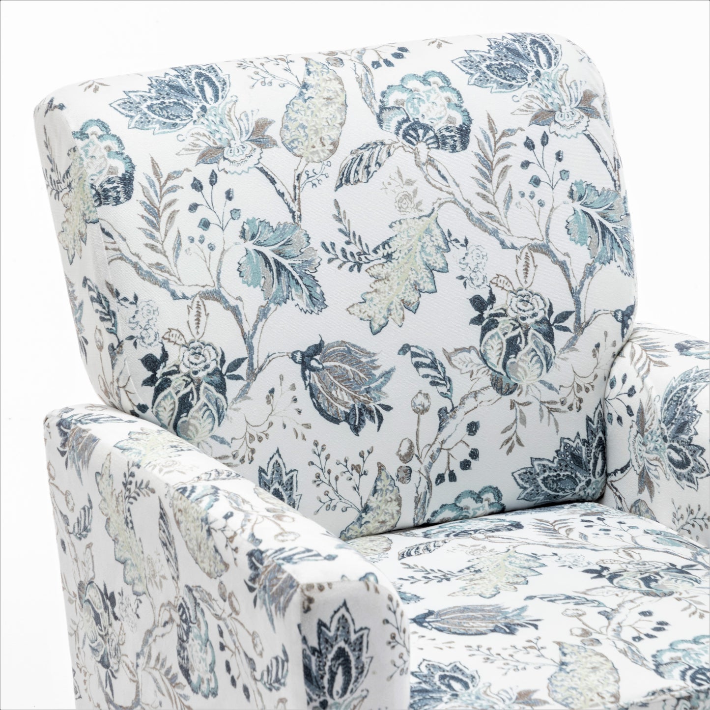 Patterned Polyester Blend Armchair, Solid Birch Wood Frame With Brown Tapered Legs, Foam Padded Accent Chair With Trim Detail For Living Room Office