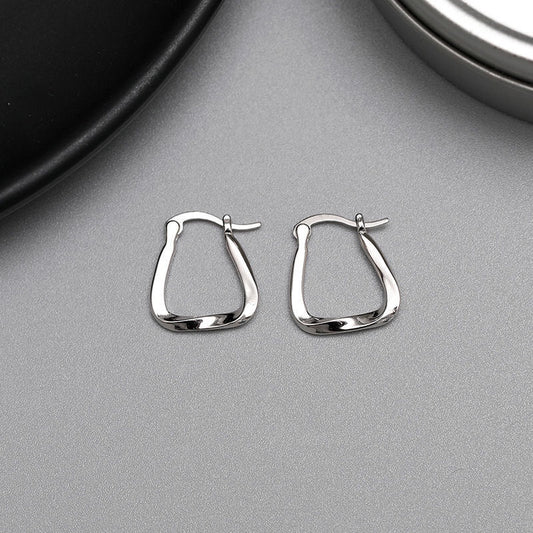 1pcs 999 Sterling Silver Twisted Square Hoop Earrings, Modern Trendy Style, Ideal For Birthday & Graduation Gifts