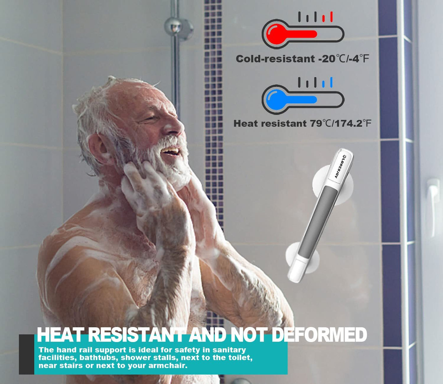 Safety Support Hand Rail Handle Bar Grip Grab Suction Bath Bathroom Shower