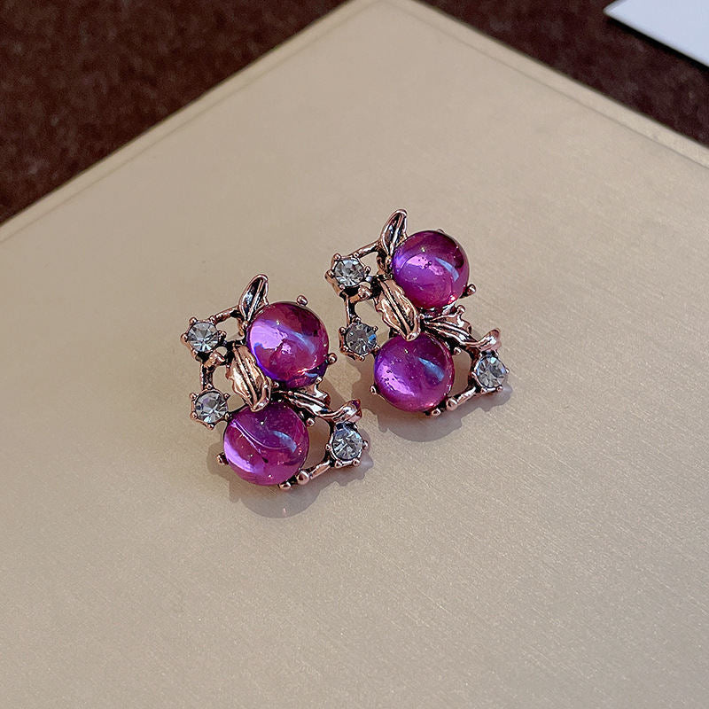 Office Wear Retro Rhinestone Earrings Women S925 Silver Post Rhombus Tassel Elegant