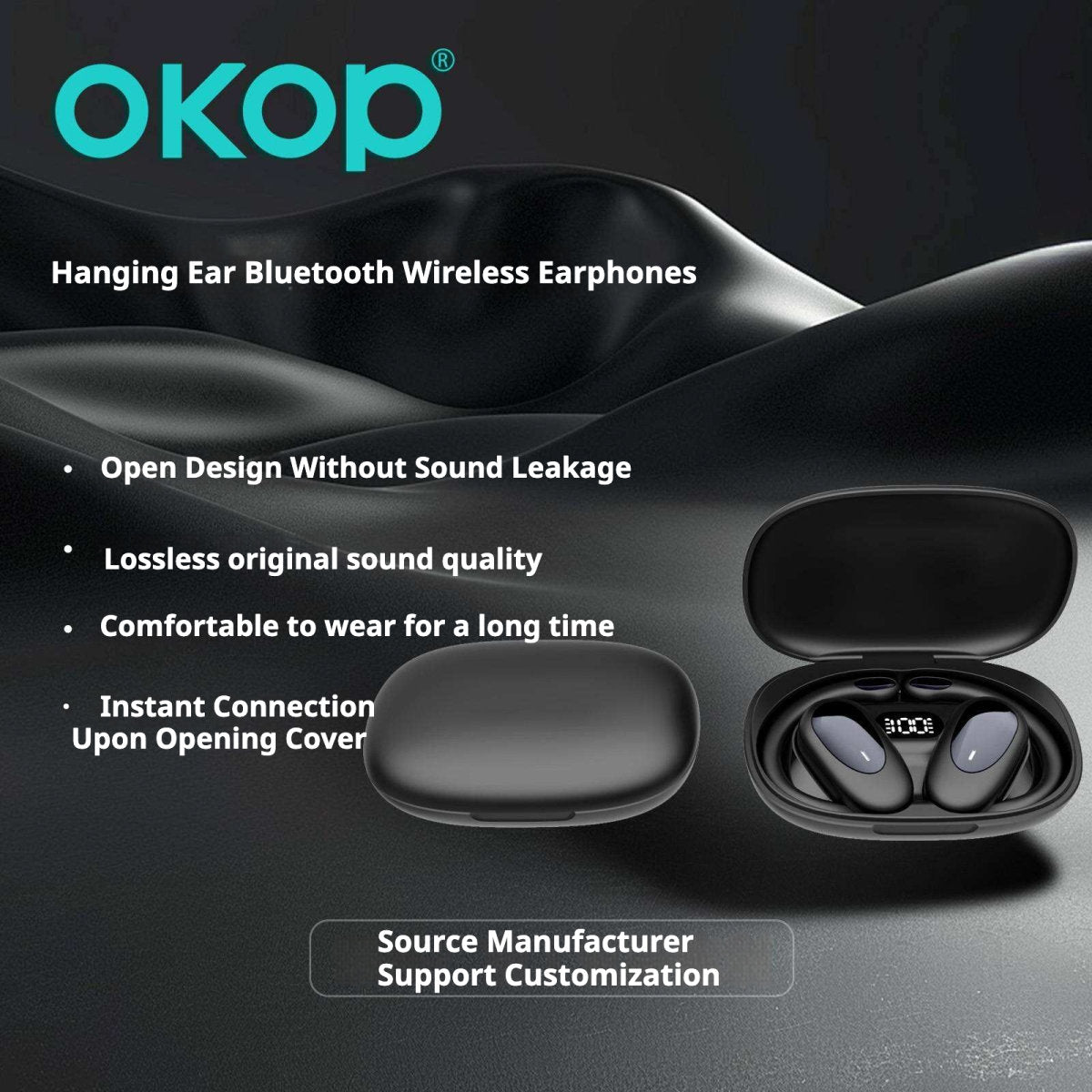 KP-214 New Model Wireless Bluetooth Ear Hook Headphones OWS Open Ear Design High Fidelity Audio Long Battery Life And Noise Cancellation