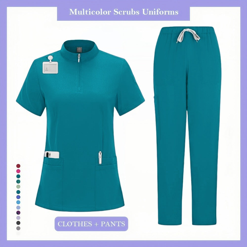 Zipper Beauty Salon Scrub Workwear