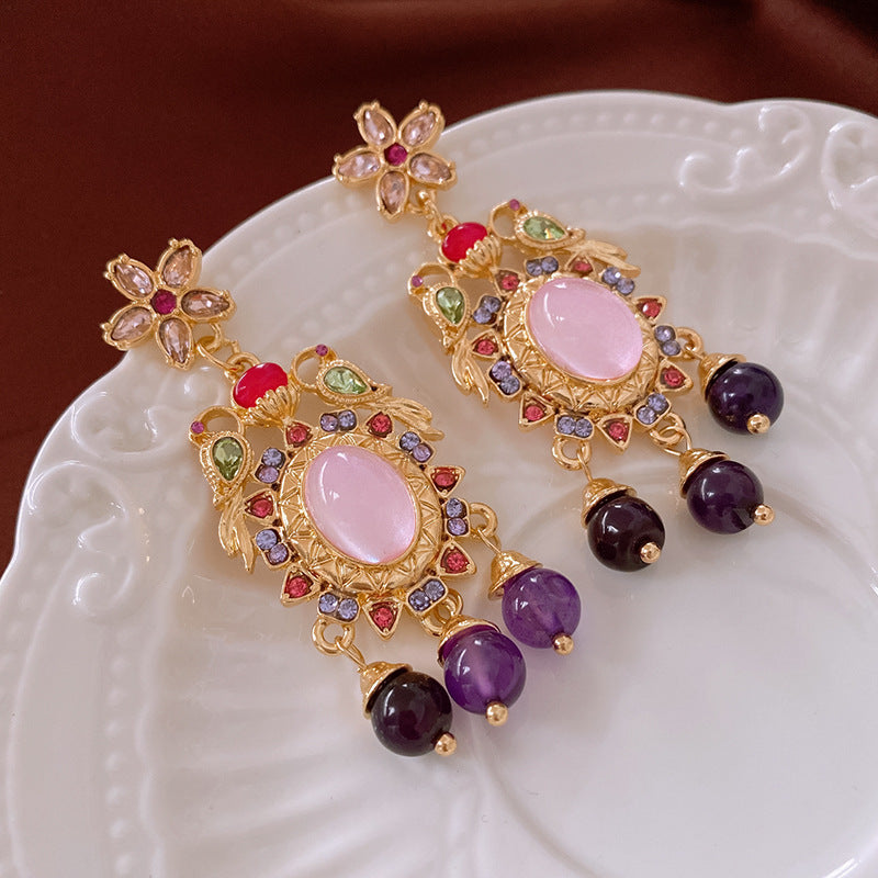 925 Silver Pin Vintage Zircon Earrings For Women Retro Diamond Studs Premium Quality Fashion Jewelry