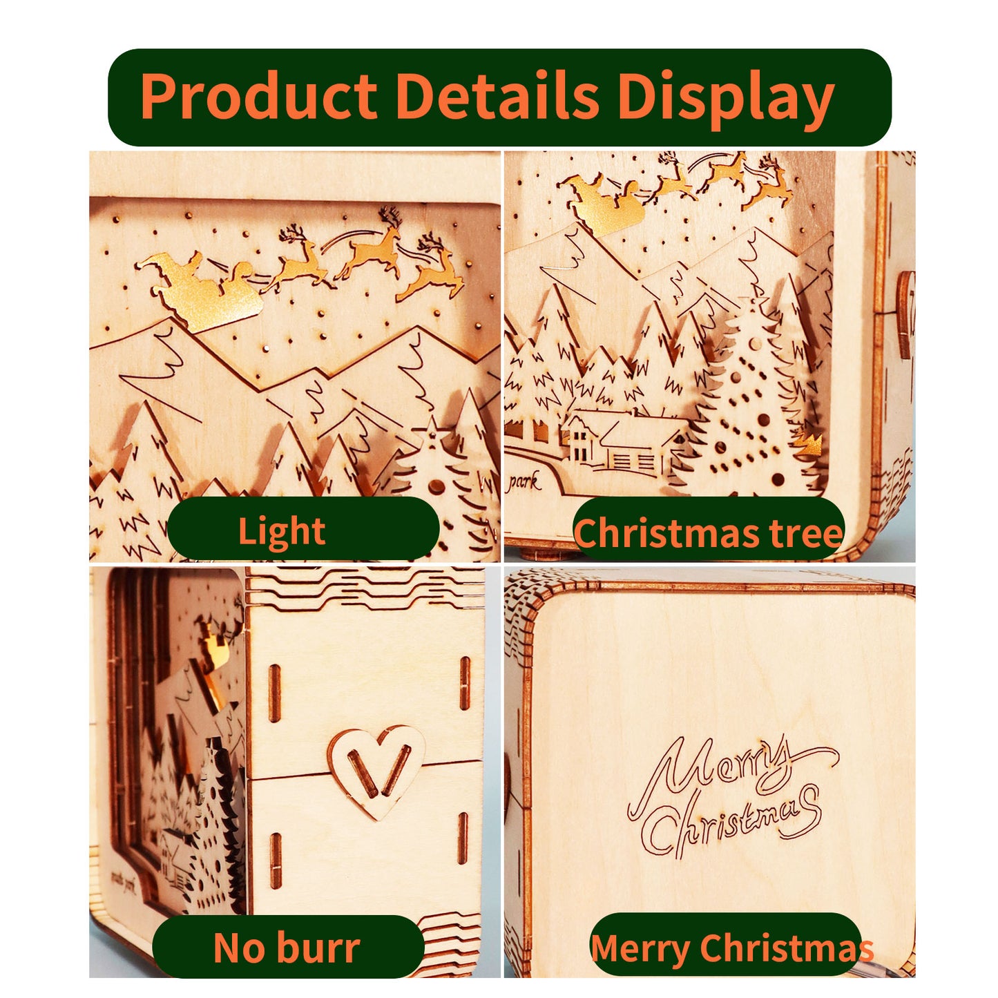 Sales Are Prohibited On The TEMU And SHEIN -MUSIC PARK 3D Wooden Puzzles Merry Christmas Model Kit Night Lights Desk Decorations Birthday Christmas Gifts For Women
