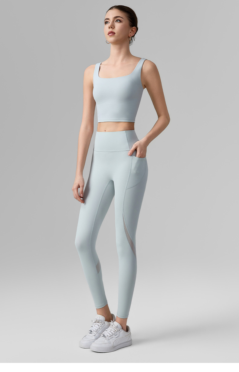 Women's Yoga Pants With Phone Pocket, Mesh Spliced Fitness Trousers For Outdoor Sports, Running And Yoga