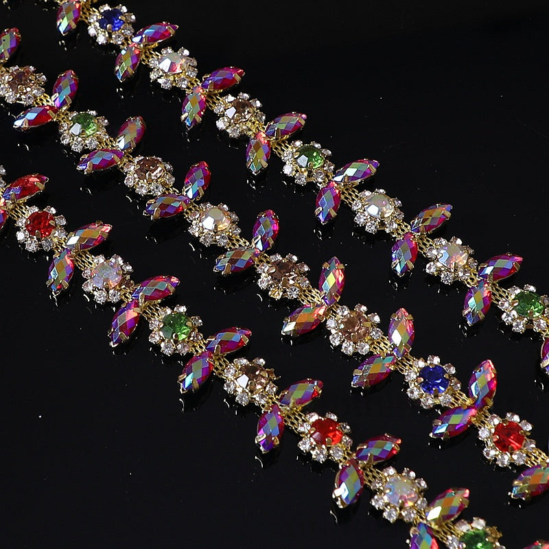 Chain Accessories Rhinestone Chain DIY Jewelry Soldered Chain Floral Design