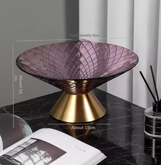 High-end Light-luxury Tea Table Snack And Candy Tray Dried Crystal Glass Fruit Bowl