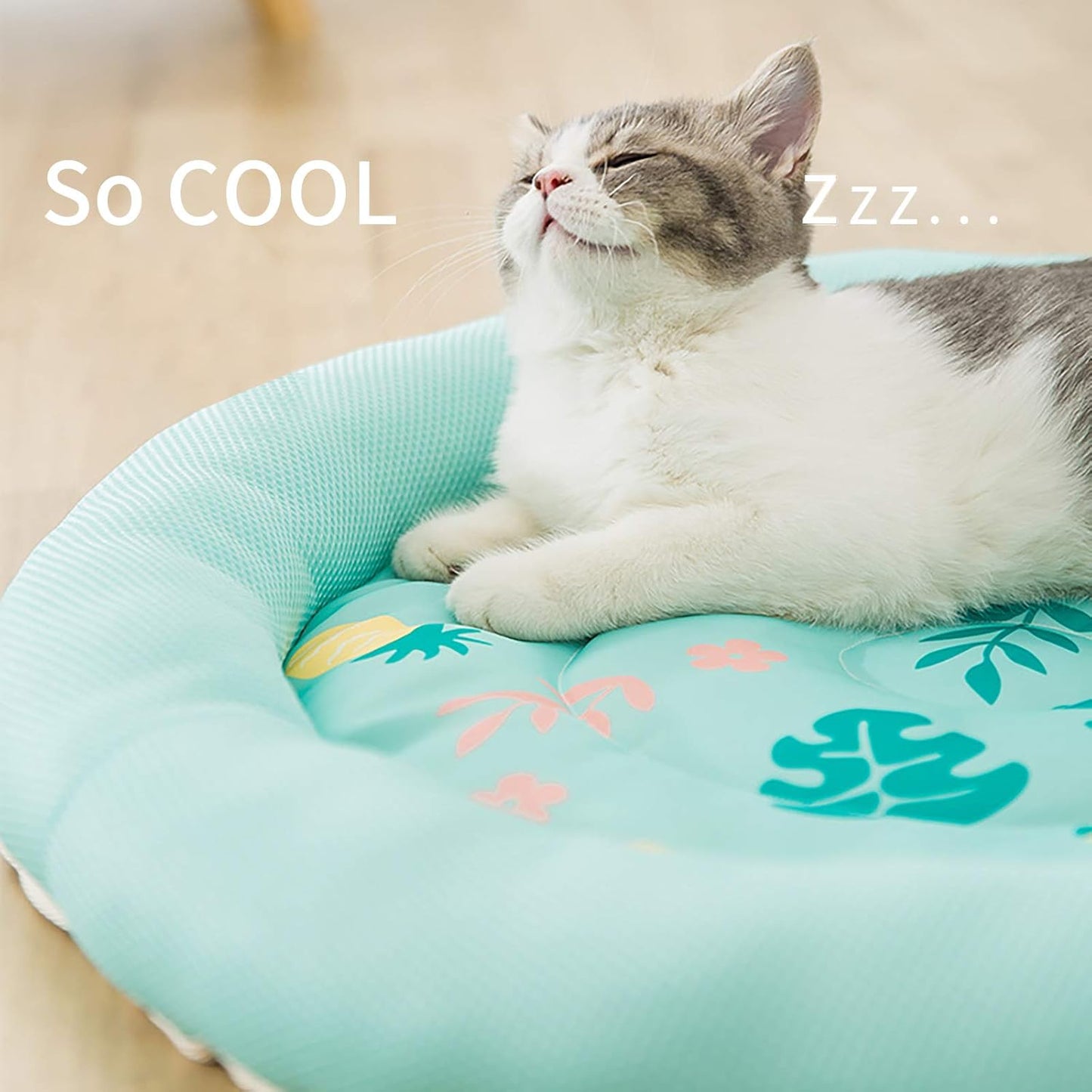 Cooling Dog Bed Soft Summer Ice Pet Pad Cushion For Small Dog Sleeping Round Breathable Mat With Waterproof Cover And Bottom Non-Slip Back Washable