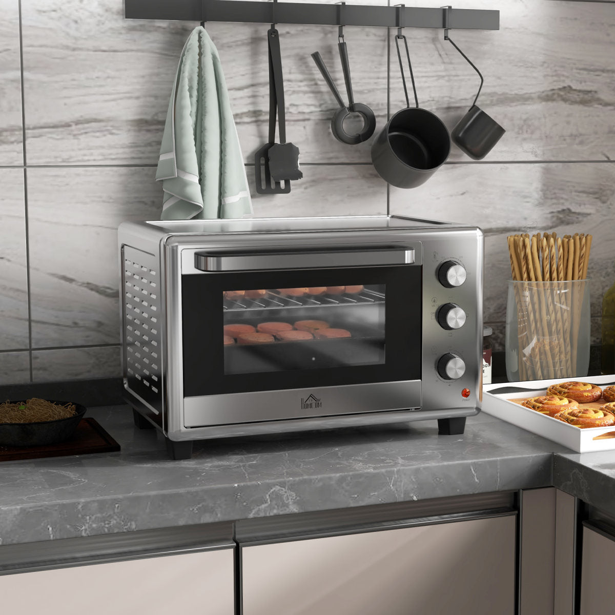 30L 60-230Mini Electric Oven, With Accessories - Silver Tone