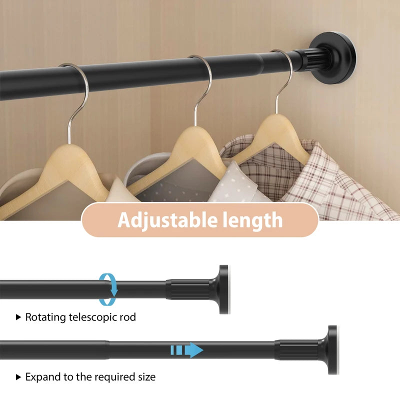 Adjustable Telescopic Pole No Drill1.9m Extendable Hanging Rod Bathroom Curtain Clothes Drying Storage Organization Multipurpose