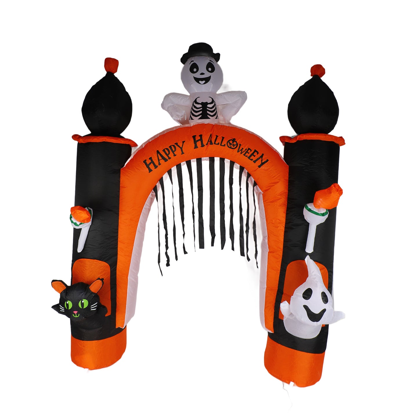 8ft Skull Ghost Inflatable Arch LED Light Indoor Outdoor Pumpkin Ghost Blow Up Archway Decoration For Home Yard Garden US Plug 100 To 120V