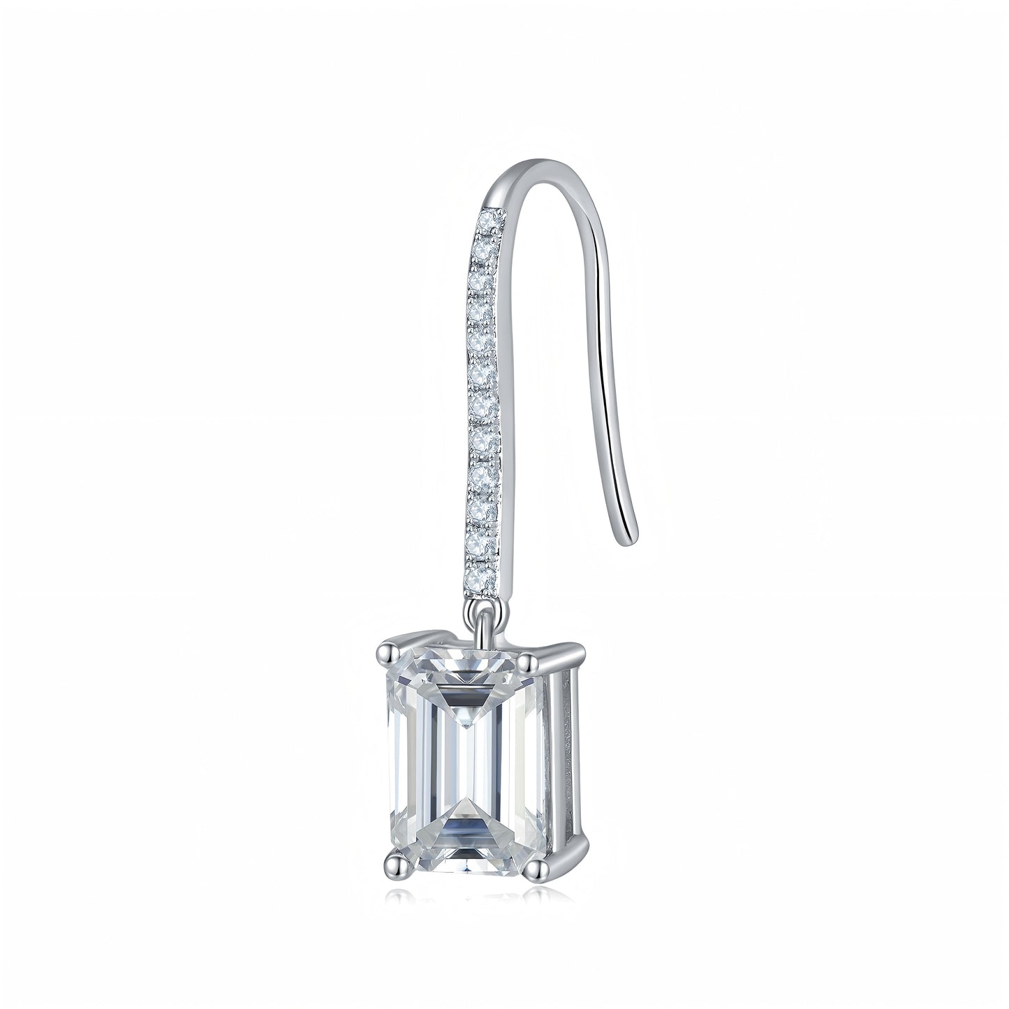 S925 Sterling Silver 6x8mm Emerald Cut Moissanite Dangle Earrings  Platinum Plated Hook Drop Earrings With GRA Certificate Elegant Jewelry Gift Box Set For Women