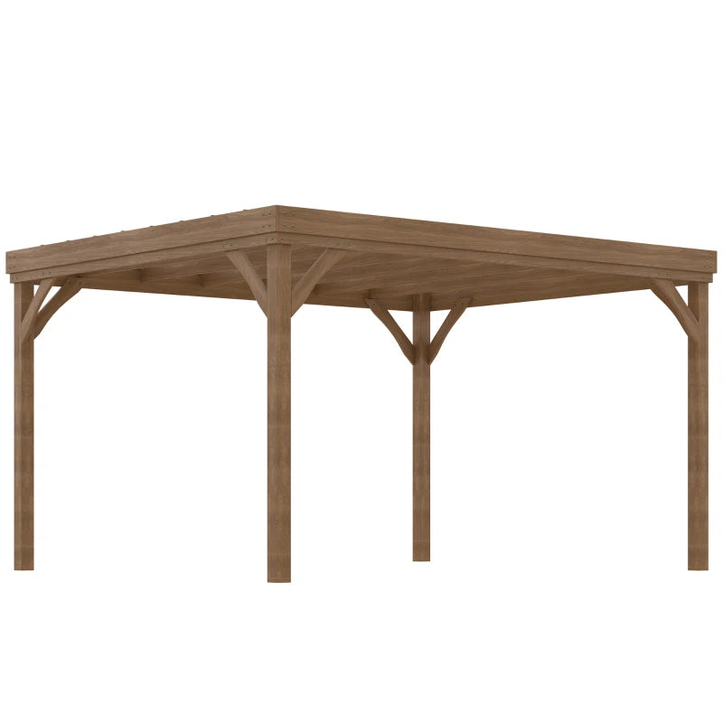 10' X 12' Outdoor Wooden Pergola, Grape Vine Gazebo With Concrete Anchors For Garden, Patio, Backyard, Deck, Brown Multiple Packages