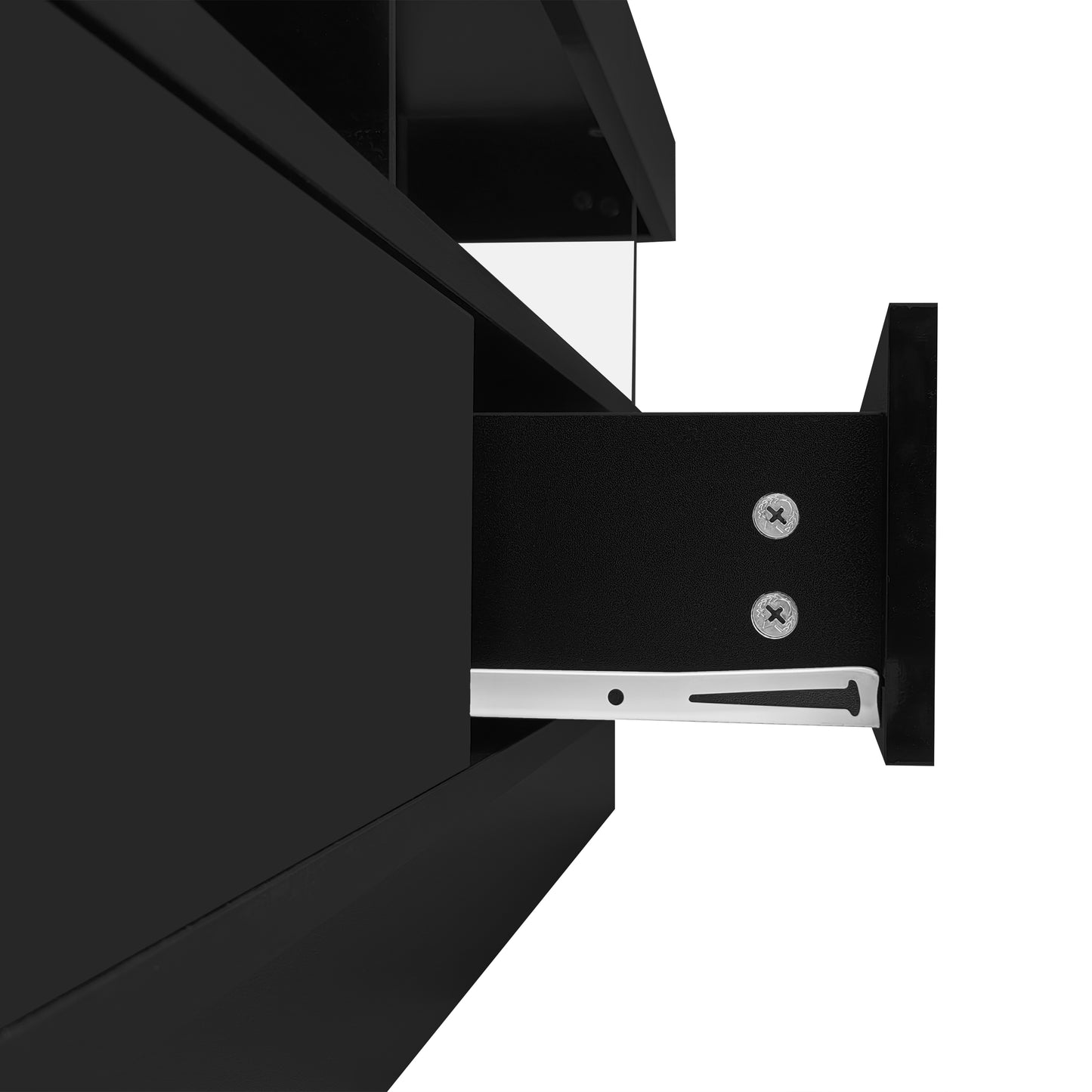 160X38X50.5cm Black High Gloss TV Stand With 3 Glass Shelves, LED Lighting, App Control, Bluetooth Connectivity For 70 Inch TV, High Gloss Glass TV Stand, Smart TV Stand