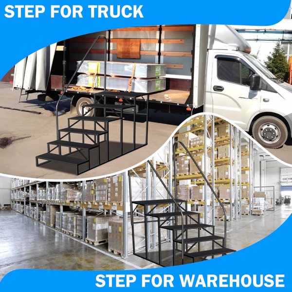 RV Stairs 6 Step Ladder,RV Steps Anti-Slip,Hot Tub Steps With Handrail,660 Lbs RV Ladder For 5th Wheel RV,Mobile Home Stairs