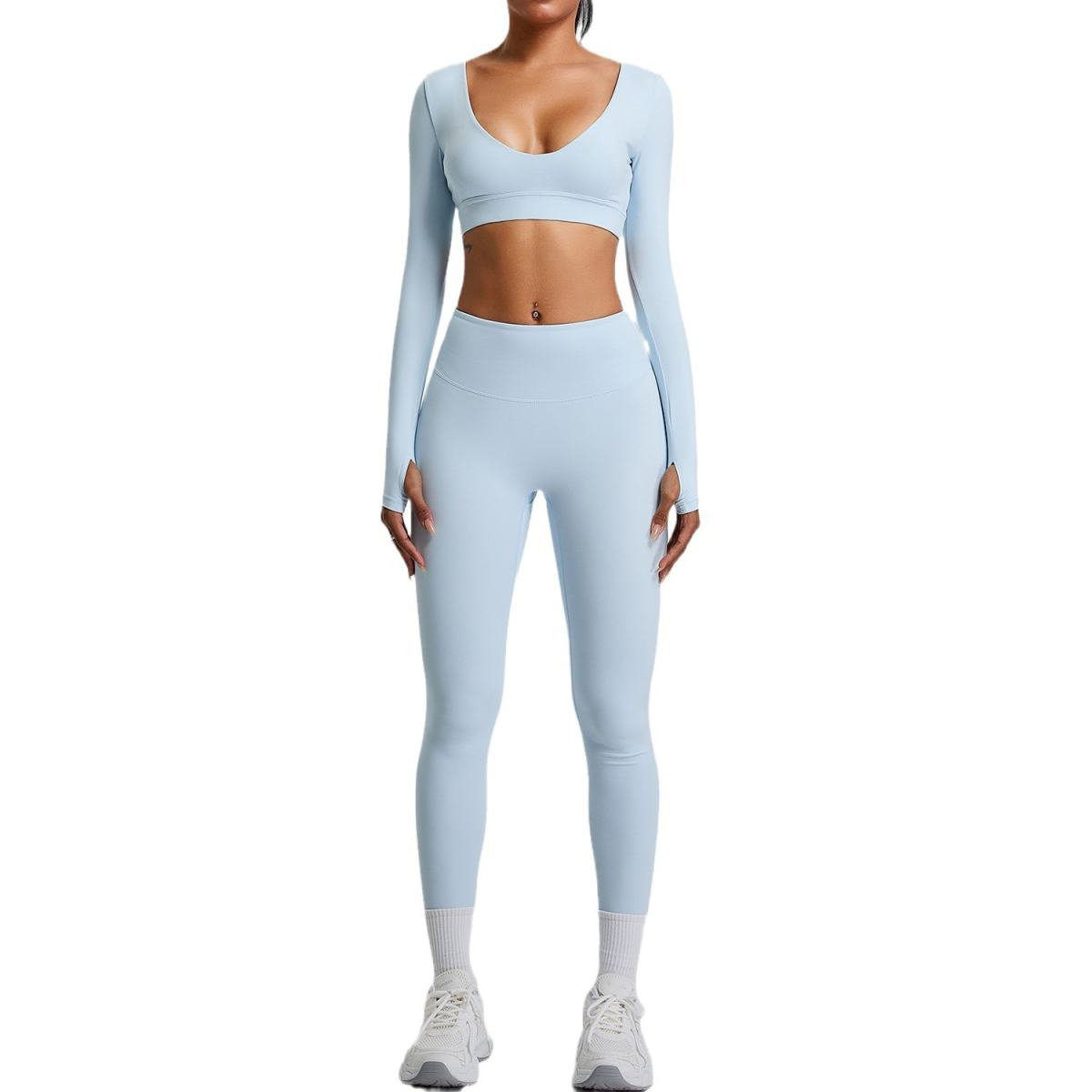 V-neck Long Sleeve Yoga Wear Suit Women's High-grade