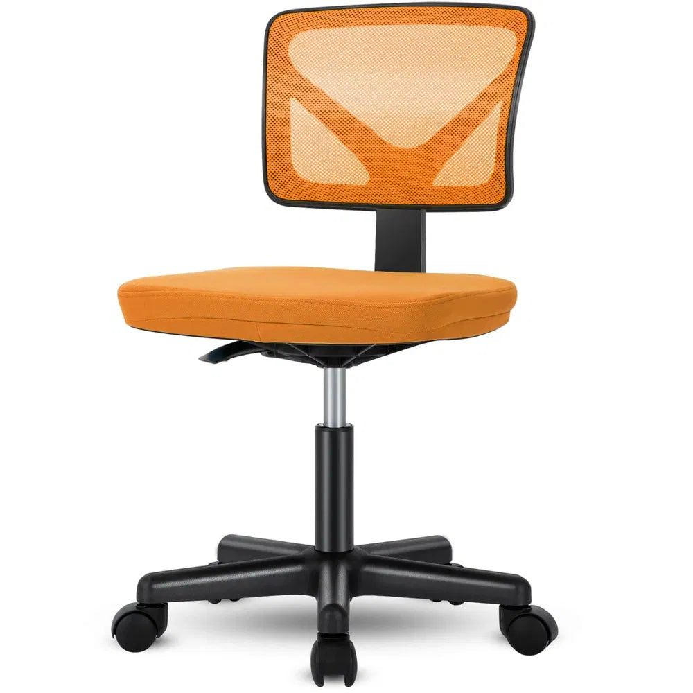 Low-Back Mesh Armless Office Chair,Swivel Rolling Computer Chair No Arms With Lumbar Support