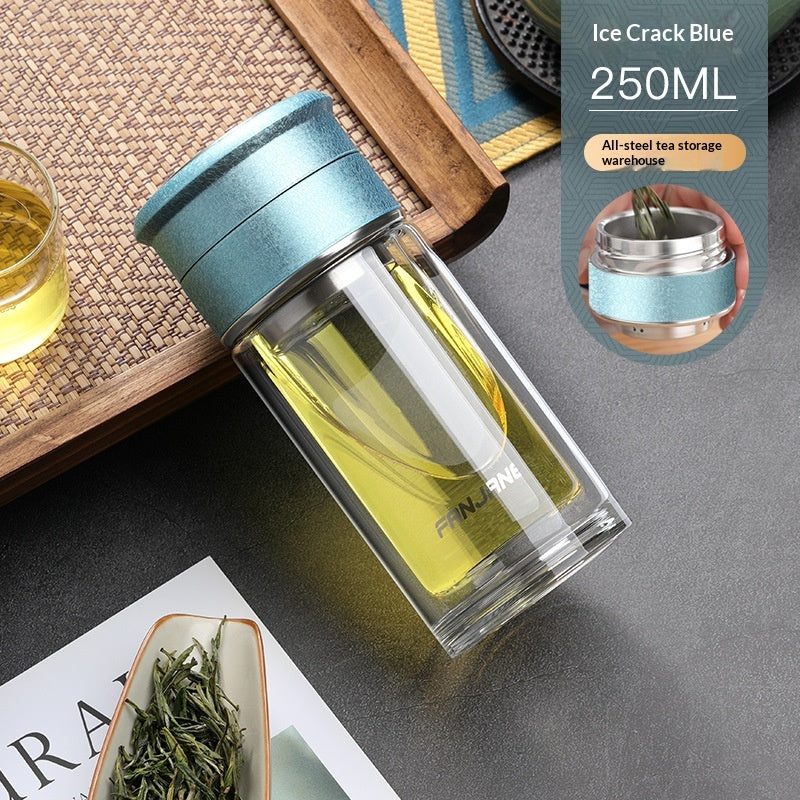 Chinese Character Simplificationcomplication Tea-water Separation Glass Cup Double-layer Teacup Pass