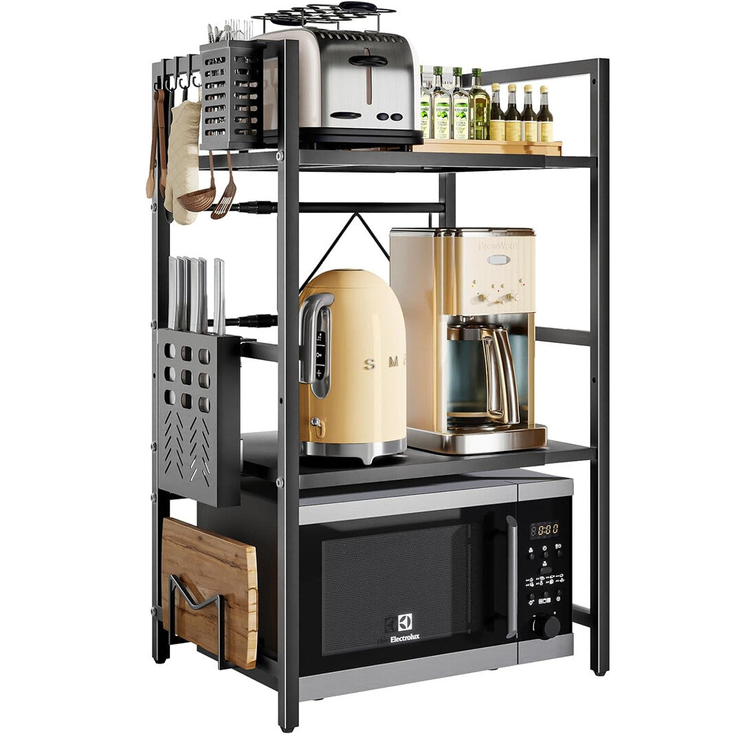 3 Tier Extendable Microwave Oven Rack Heavy Duty Kitchen Stand Storage Shelf UK