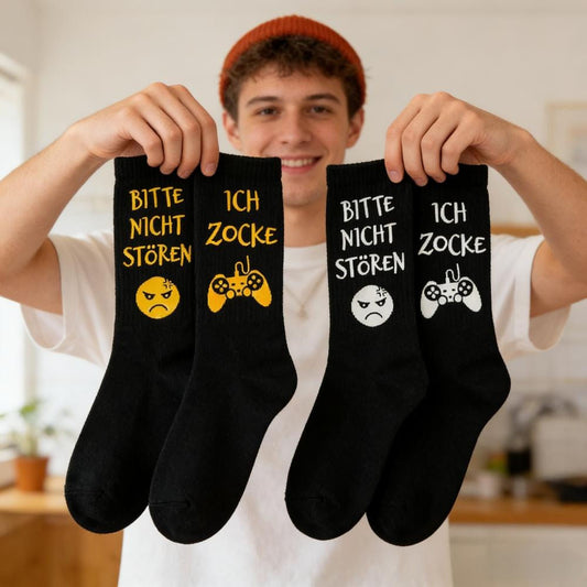 “Do Not Disturb” Socks—2 Pairs In Black/White And Black/Yellow, Funny Socks With A Message, Original Anniversary Gift For Couples, Humorous Socks To Give As Gifts—Anniversary Party Decorations