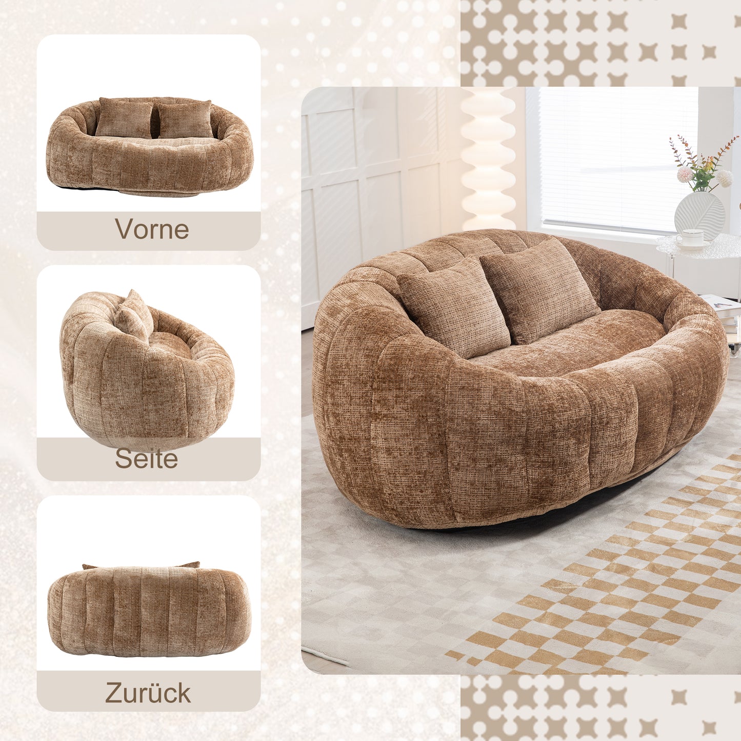 Bean Bag Sofa Lazy Sofa Durable Comfort Lounger High Back Bean Bag Chair Couch For Adults And Kids, Indoor & Outdoor, Accent Floor Soft Lounge Chair  Coffee Chenille