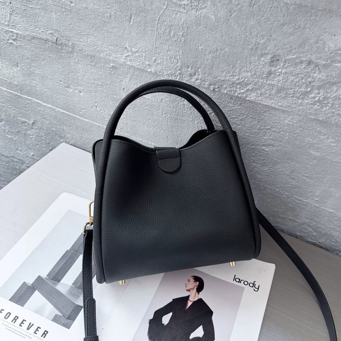 New Genuine Leather Women's Bag, Basket-style Bag, High-end Feel, Large-capacity Tote, Shoulder And Crossbody Bag