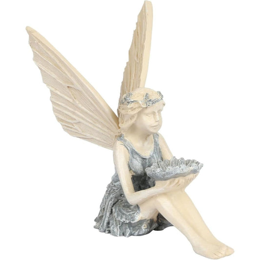 Fairy Garden Decoration Ornament: Seated Enchanted Fairy Garden Figurines, Elves, Resin Handcrafted Statue, Garden Fairies With Wings For Outdoor Yard And Garden Decoration (13 Cm X 18 Cm)