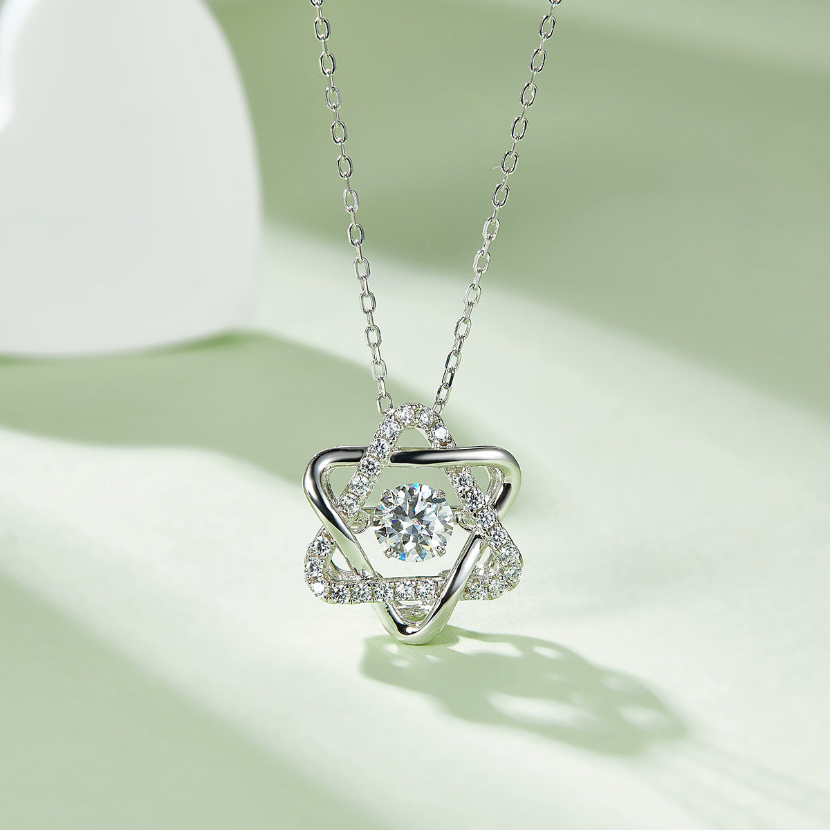 S925 Sterling Silver 0.5ct D Color VVS1 Moissanite Star Of Hexagram Necklace 45cm Platinum Plated GRA Certified Gift Box
